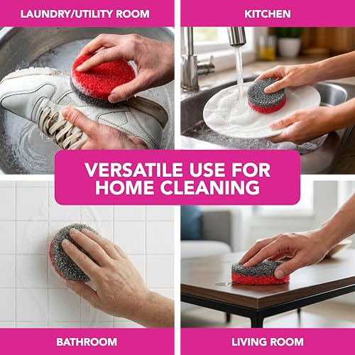 Weiman Multi-Surface Dual Action Sponges, Non-Scratch Scrub & Shine for Dishes, Cooktops, Stainless Steel, Glass, Granite, & More - Durable Kitchen Cleaning Sponges, 4 Sponges - image 6
