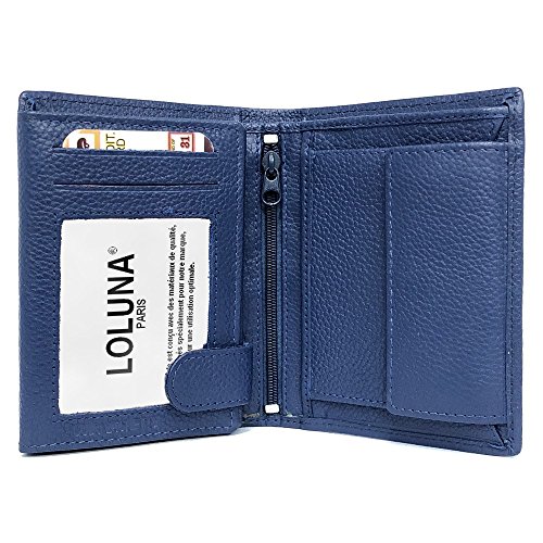 LOLUNA® Portefeuille Petit Format Cuir Vachette Souple 3 Volets Pratique pour Placer 10 Cartes - permis - identité - Billet - Monnaie - Idée Cadeau pour...