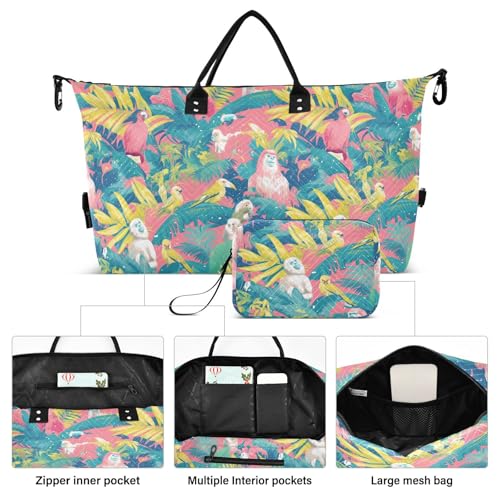 Jungle Mandrill Peach Summer Tropical Decorative Large Bag Sports Gym Tote Bag with Adjustable Strap for Hiking Foldable bulto de para Mujer2