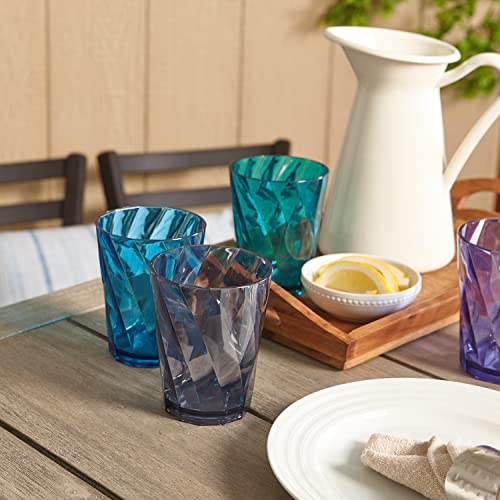Us Acrylic Optix Plastic Reusable Drinking Glasses (Set Of 8) 14Oz Rocks Cups In Coastal Colors | Bpa-Free Tumblers, Made In Usa | Top-Rack Dishwasher Safe #TOP2