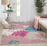 NOURISON Passion Floral Grey 5' x 7' Area Rug 5'3 x 7'3