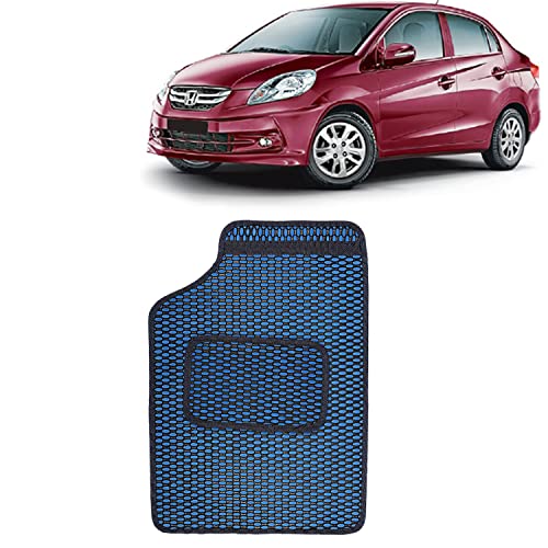 Image of Kingsway Dotted Design Car Floor Foot Mats Universal Fit for Honda Amaze, Model Year : 2013-2018, Water and Dustproof, Color Blue, Set of 5 Pieces