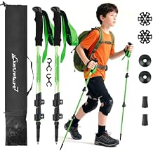Clostnature Kids Trekking Poles for Hiking Collapsible Lightweight Hiking Poles, 2 Pack Aluminum Walking Sticks for Children, Teenagers, Retractable Trekking Sticks for Climbing, Backpacking