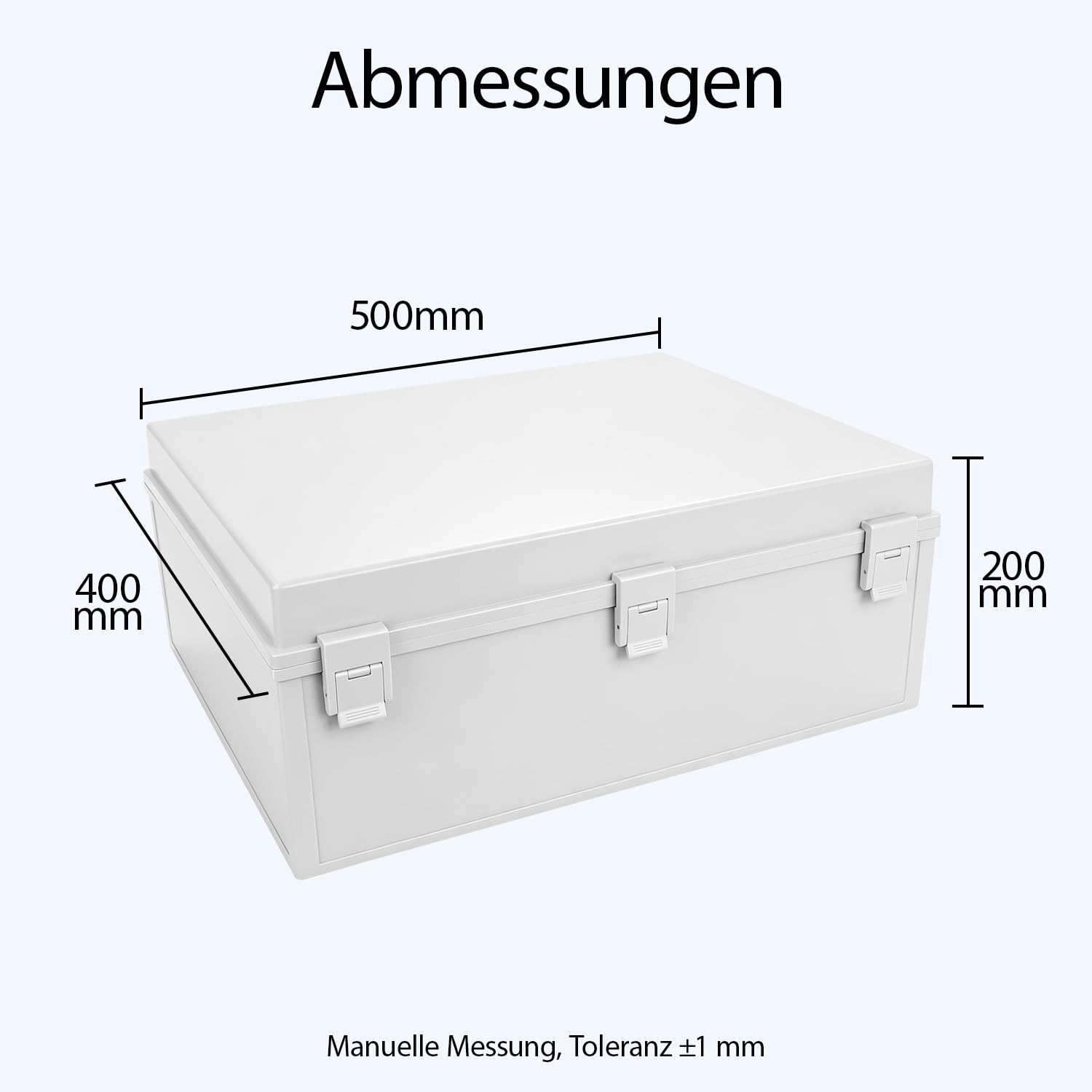 LeMotech Scatola di distribuzione impermeabile, IP65, alloggiamento in plastica ABS, con piastra di montaggio, supporto da parete, coperchio incernierato e connettore impermeabile, 500 × 400 × 200 mm