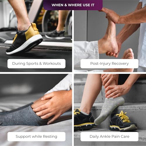 Image of betterhood Premium Ankle Support (1 Piece, Large, UK 8-11) | ZeroBulk Design for Gym, Sports, Day-long Use | Ankle Straps for Men, Women for Sprains, Plantar Fasciitis | Adjustable Ankle Binder Foot Band