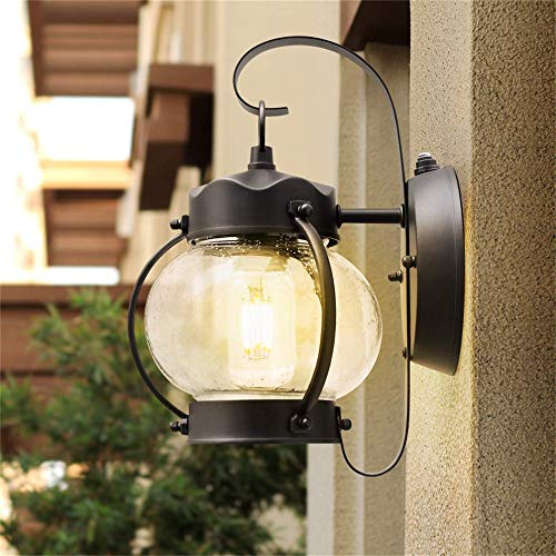 Hobaca E27 Classique Noir Imperméable Verre Applique Murale Exterieur Vintage Industrielle Luminaire Exterieur - IP44 - Image 5