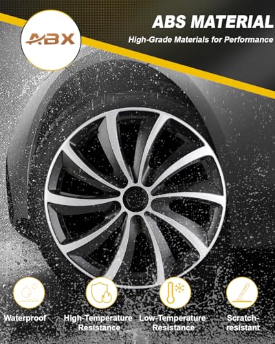 Image of ABX Hubcaps,15 inch hubcaps Set of 4, Wheel Rim Cover ABS Material, Snap On Car Truck SUV Replacement, for Toyota Camry Nissan Mazda etc