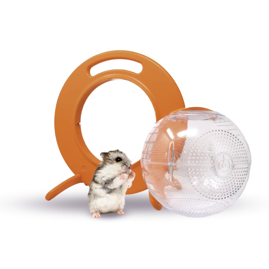 Happy Habitats The Halo Small Pet Carrier and Hamster Exercise Ball | Hamster Carrier & Accessories for Dwarf Hamsters, Mice 