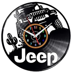 EVEVO Jeep Wandklok Vinyl Plate Retro Klok Grote Klokken Stijl Kamer Huis Decoraties Leuk Geschenk Wandklok Jeep