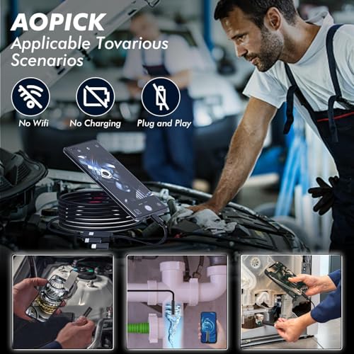 Endoskopkamera mit Licht, 1080P HD Endoskop-Kamera Handy mit Licht Wasserdichtes Ip67 Kein WLAN...