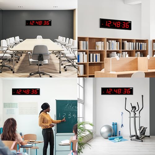 Ivation Oversized Digital Wall Clock with Large LED Display, 36" Red - Image 3