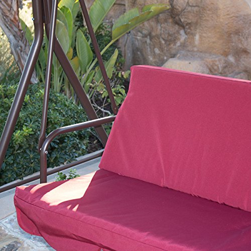 image for BELLEZE Porch Swing Soft Cushioned Sunlight Protection 3 Seat Polyeste