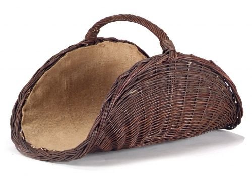 Cesta para leña de mimbre con juego de yute (700 x 280 x 500 mm)