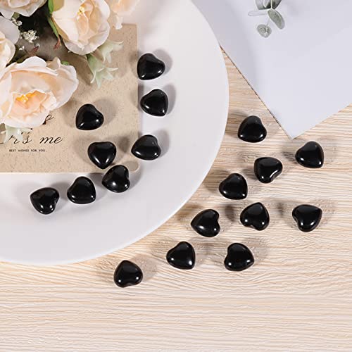 Nupuyai 12pcs Obsidian Crystal Heart Love Palm Worry Stone for Chakra Healing Carved Stone for Home Decoration 1.5cm - Image 3