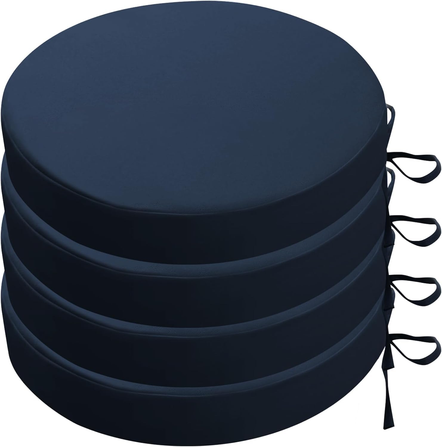 HKJGNH Set of 2/4 Round Outdoor Patio Chair Cushions Waterproof - 45/50/40cm Garden Round Seat Cushions with Ties Thick 5cm, Chair Pads for Patio, Kitchen Dining, Lawn & Garden(Blue,35x5cm(4pcs))