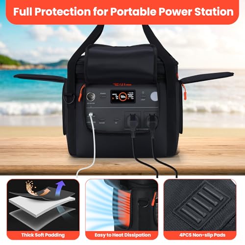 Portable Carrying Bag Compatible with Jackery Explorer 1000 V2, Soft Power Station Storage Case with Padding, Generator Covers with Side Zipper, Multi-Pocket, Shoulder Strap, 13.78*10.23*10.8in - Image 6