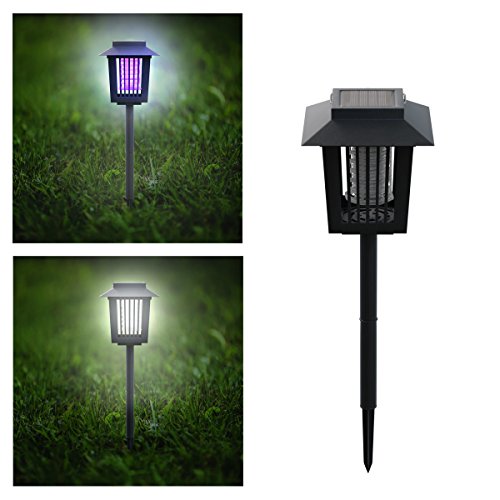 Pure Garden 50-173-MOS Solar Power UV Mosquito and Bug Zapper LED Light –