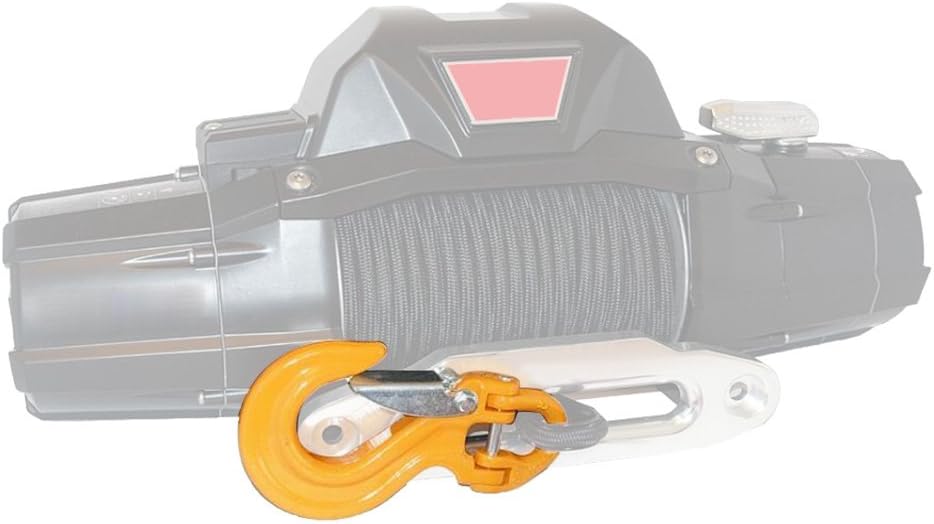 2X Yellow 17000lbs Clevis Latch Swivel Winch Hook for 4X4 Wrangler Off-Road 3/16 1/4" Winch Rope + 1X 1/4" 50' UHMWMPE Synthetic Winch Rope Extension 7500lbs
