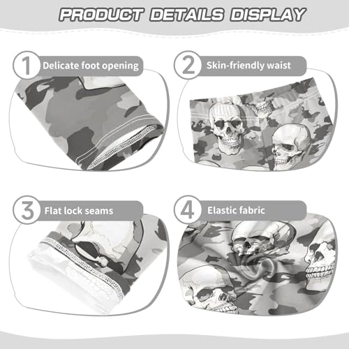 Skulls Camouflage Pattern Girls Leggings Soft Stretch Workout Yoga Dance Pants for Kids Casual Tights3