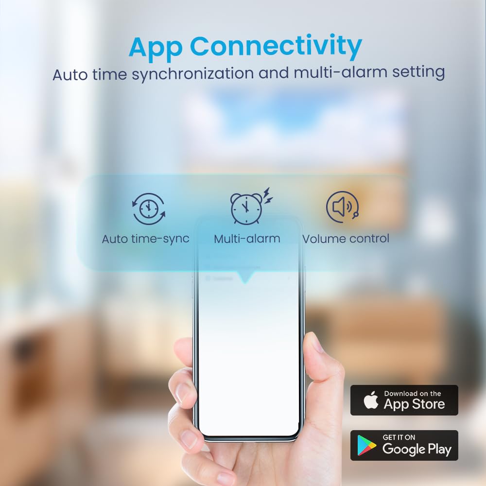 Large Talking Alarm Clock with Button for The Visually Impaired, Dementia and Parkinson’s Stress Relief with Voice Messages and iOS and Android app for Easy Reminders & time Setting (English USA)