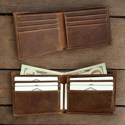 Top Grain Leather Wallet for Men,Slim Large Capacity Minimalist Wallet,EirBesr Men's Bifold Wallet with RFID Blocking2