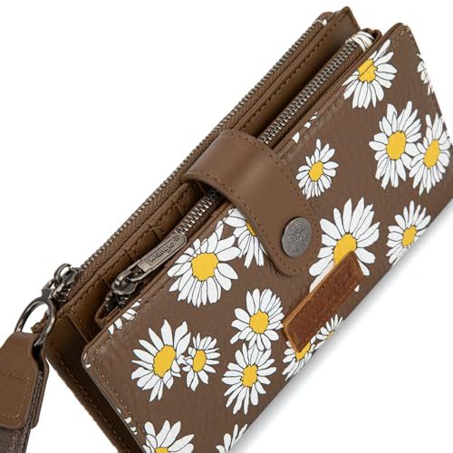 Image of Montana West X Wrangler Wristlet Wallets for Women Large Bifold Clutch Wallets with Coin Purse Smooth Zipper and Rfid Lining