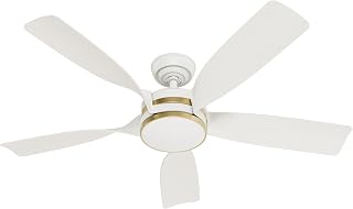 Casablanca - Julia Indoor/Outdoor Ceiling Fan With Light, Wall Control, Remote, 52-inch, 6-speed DC Motor, Energy Star, for porches, patios, sunrooms, bathrooms (Fresh White)