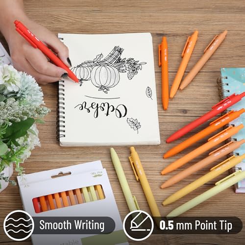 Image of Mr. Pen- Retractable Gel Pens, 12 Pack, Black Ink, Summer Morning Barrel | Fine Point 0.5mm, Fast Dry, Smooth Writing, Cute Pens for Drawing, Writing Planner and School Supplies