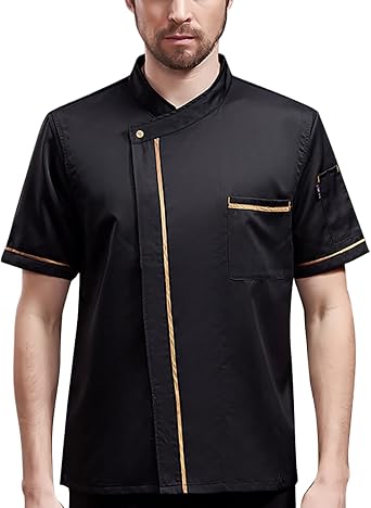 Unisex Chef Jacket - Shoulder Cool Vent Chef Coat Gold Edge Working Chef Uniform