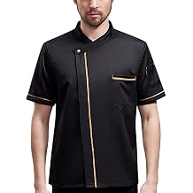 Unisex Chef Jacket - Shoulder Cool Vent Chef Coat Gold Edge Working Chef Uniform