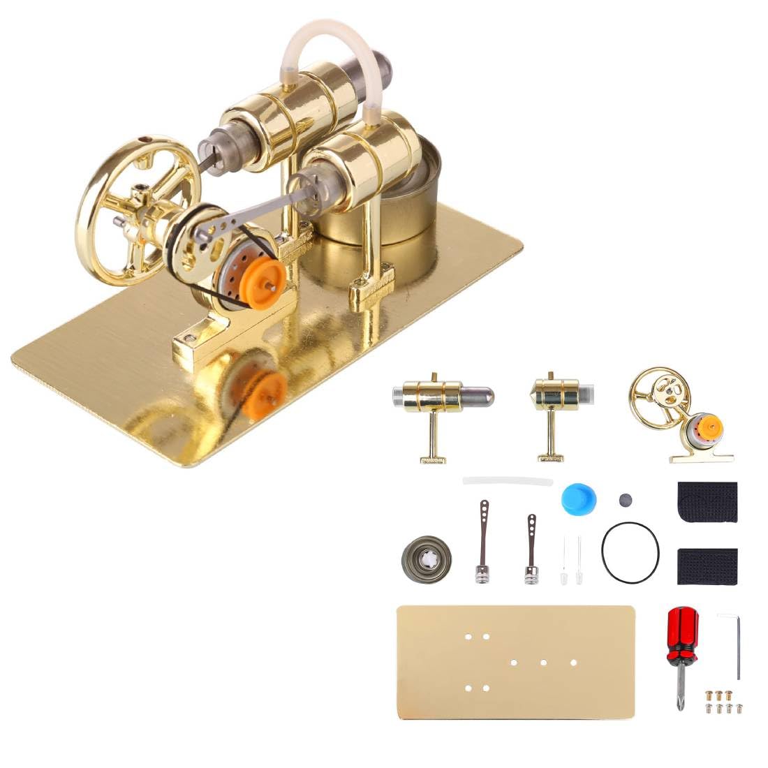 Metal Stirling Engine Model Kits, DIY Assembly Electricity Power Generator Model Industrial Desk Decor & Gift for Adults