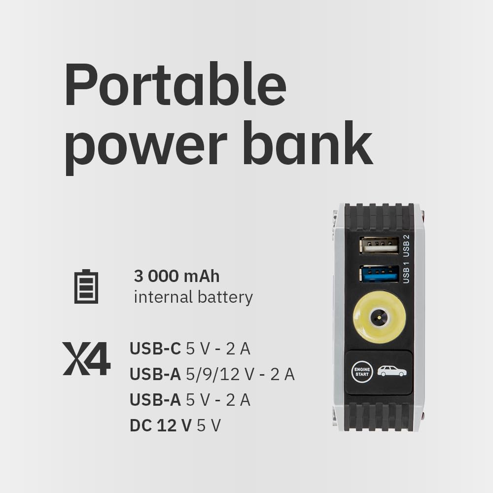 GYS, Nomad Power 501, arrancador/Booster batería de Litio portátil 1500A, vehículos de 12 V (Motocicleta, Coche), Arranque Seguro, batería Externa de 5,25 Ah (PowerBank), lámpara LED, Pantalla LCD