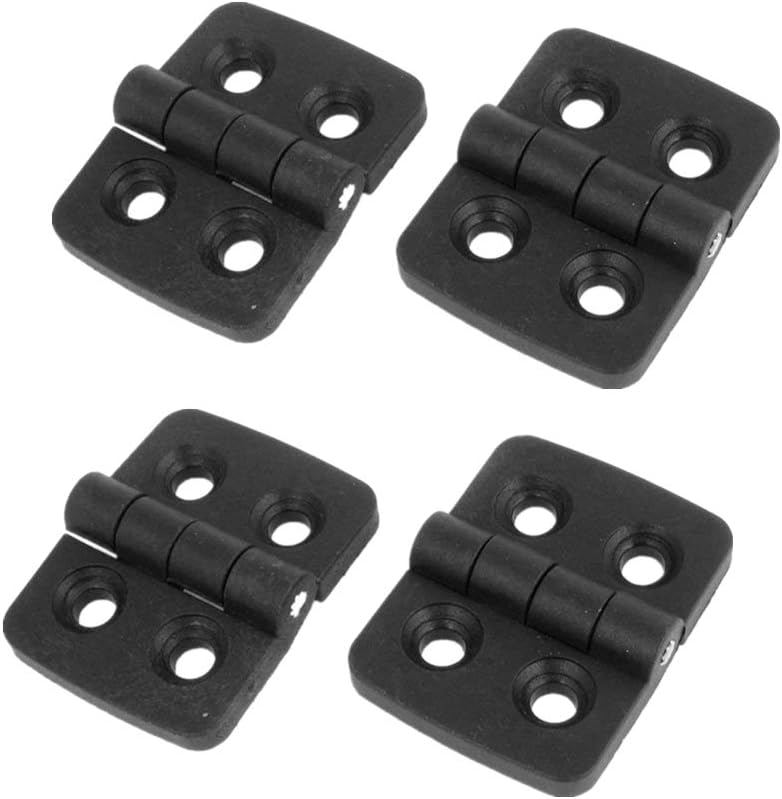 RANIT 4Pcs Black Single Metal Axle Plastic Wardrobe Door Hinge