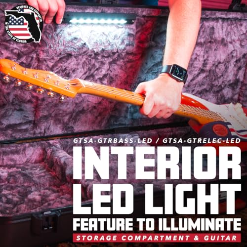 Image of Gator Cases Molded Flight Case for Electric Guitar with Internal LED Lighting and TSA Approved Locking Latch, (GTSA-GTRELEC-LED)