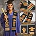 Black Girl Magic Graduation Stole 2026 – Kente Graduation Sash for Black Women, African Graduation Stole with Fist & Cap Design, She Did It Graduation Gown Accessories