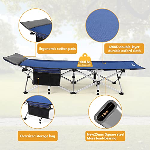 Image of Homdox Camping cot Folding Outdoor Camping Travel Cot and Cot Pad - Quality Lightweight Portable Heavy Duty Adult Travel Cot Double Layer Oxford Portable Travel Camp Cots for Camp /Office /Home