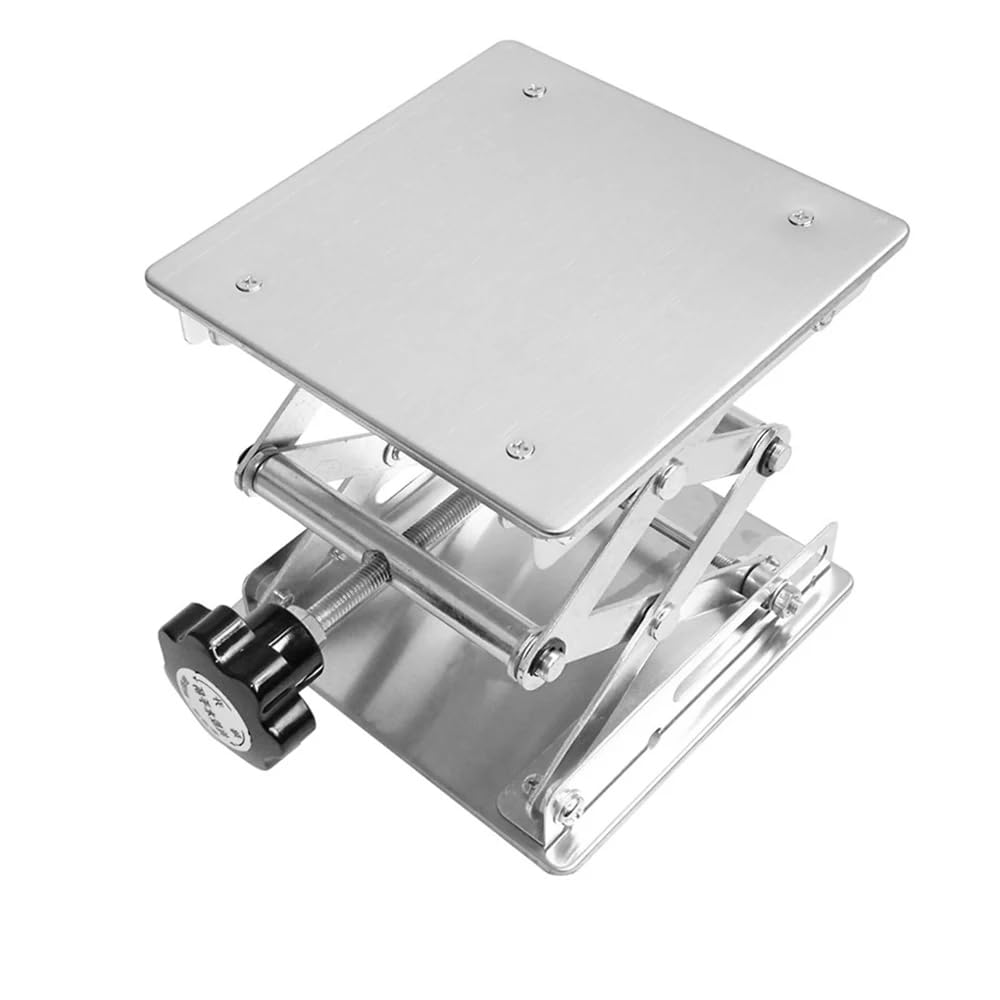 iDili Stainless Steel Manual Lift Table Laboratory 85-280mm Height Adjustable Miniature Lifting Platform 200x200mm Load 15KG