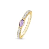 Wishrocks Bezel Set Stackable Wedding Ring Band for Women Marquise Cut Simulated Birtstone & Round Lab Created Moissanite In 14K Gold Plated Sterling Silver Jewlery &lpar;0&period;50 Cttw&rpar;