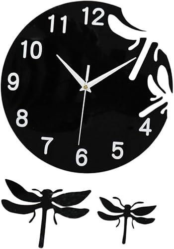 ARTIBETTER 1 Unidades Reloj de Pared Reloj Digital De Pared Reloj Colgante Libélula Calcomanías de Pared Vintage Interior Metal Reloj Colgante Casa