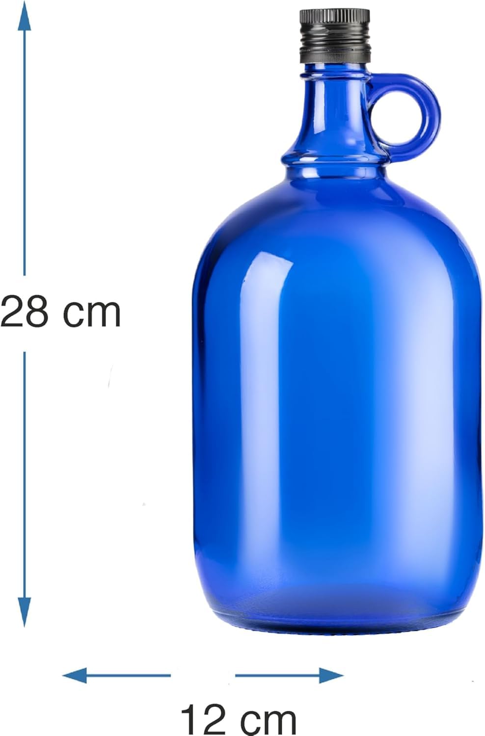 lilawelt24 2L blaue Flasche Weinballon Glasballon GÄRBALLON Weinflasche Likörflaschen Essig-Öl Flasche (4x 2L)