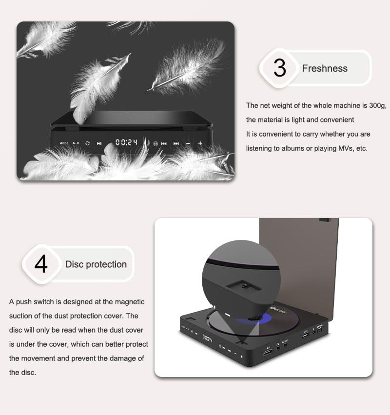 Image of 1080P DVD HD Video Player Portable VCD Player MiNi CD Player HDMI Video + 3.5mm Jack Audio Output with Remote Control
