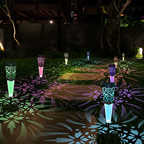 Anordsem Solar Lights Outdoor, 4Pcs Solar Garden Decor Lights With Color Changing&Warm White 2 Modes Waterproof Solar Stake Lights For Garden Dark Corner,Flower Bed,Walkway Lighting Decoration #TOP4