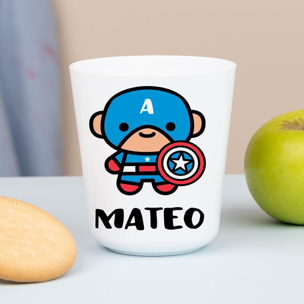 Wanapix | Personalised Plastic Cups with Name | BPA-Free Plastic | Children Small Mugs | 235 ml | Captain — image 1