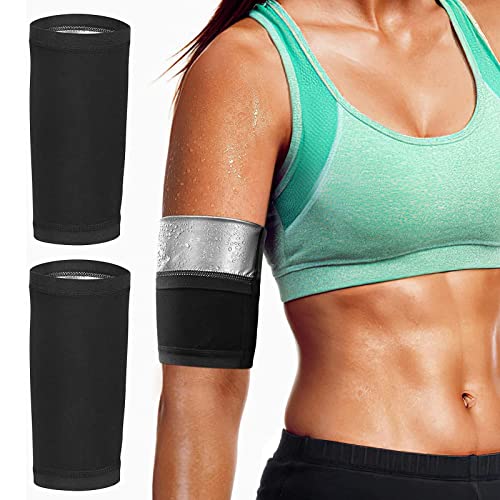 Tachiuwa 1 Pair Upper Arm Sweat Arm Sleeves Arm Shaper Burn Fat Workout Silver XXL 3XL