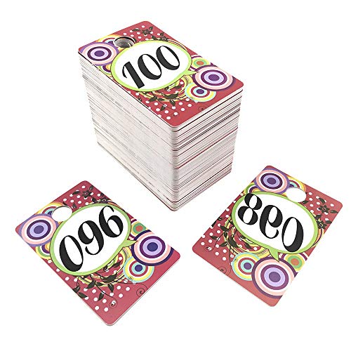 Sarira C 001-100 Pink Live Sale Number Tags Cards for Lularoe Live Sale Normal and Reverse Mirror Image (Credit Card Size)
