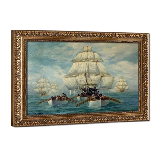 Impression sur toile The Chase of The USS Constitution tableau de guerre 61x91 cm