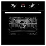 Cookology COF605BK 60cm 65 Litre Capacity, Installed Built In Electric Fan Oven, Integrated Single Fan Oven with Mechanical Dial Timer and Grill - in Black