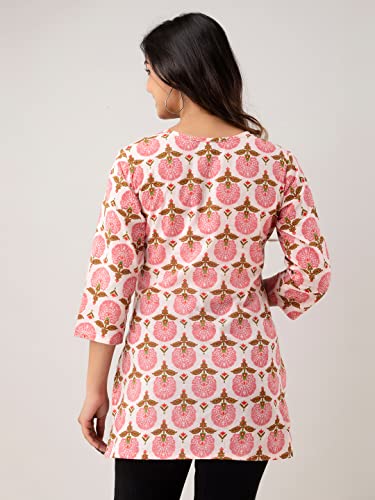 Image of feranoid Women Cotton Printed Straight Short Kurti