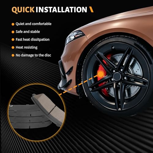 Image of D1056 Front Ceramic Brake Pad Set Fit For Dodge Charger 2007-2010 (AWD /RWD,2.7L,SE),Charger 2006-2007 Base,For Magnum 2005-2006,2008 (SE),Challenger 2012-2013 SXT,Chrysler 300 2008-2009 LX