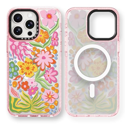Rosarnnah for iPhone 14 Pro Case Aesthetic Pink, Passion Flower